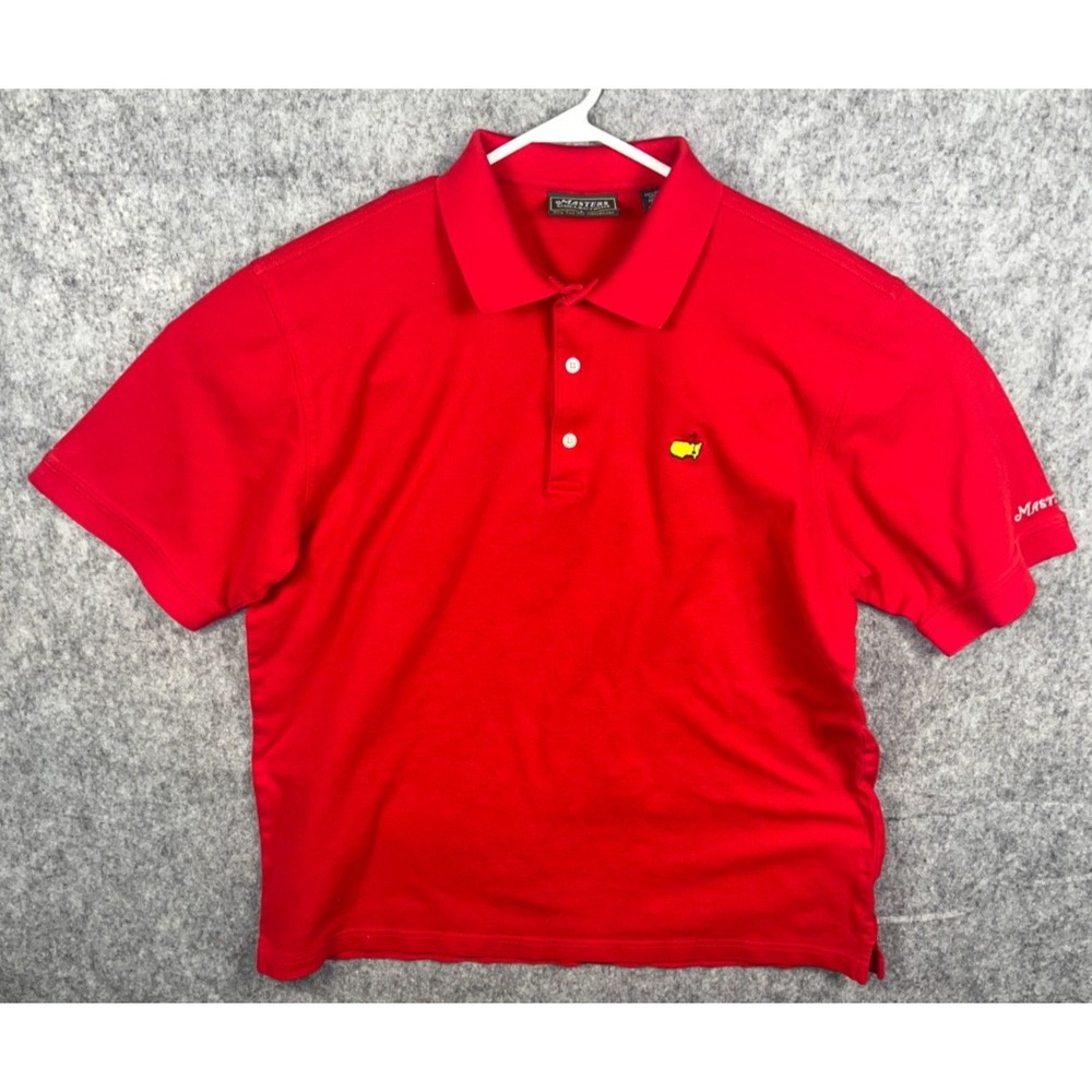 Men's Masters Collection Solid Polo Golf Shirt Sz L Red 60's Two‎ Ply Mecerized